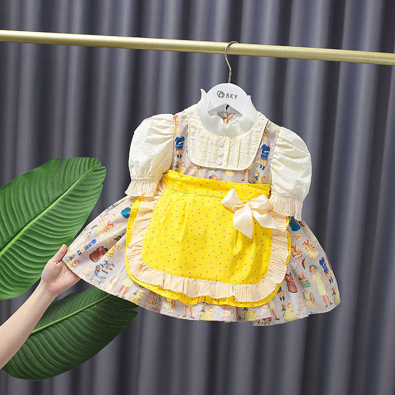 Baby Girl Spanish Lolita Princess Ball Gown Toddler Vintage Yellow Printed Dresses for Girls Birthday Easter Party Vestidos 210615, Short sleeve
Baby Girl Spanish Lolita Princess Ball Gown Toddler Vintage Yellow Printed Dresses for Girls Birthday Easter Party Vestidos 210615, Short sleeve