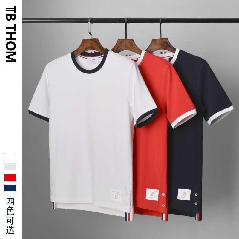 Trendy short sleeve men's T-shirt TB Thom pearl ground cotton round neck binding contrast summer top, White;black
Trendy short sleeve men's T-shirt TB Thom pearl ground cotton round neck binding contrast summer top, White;black