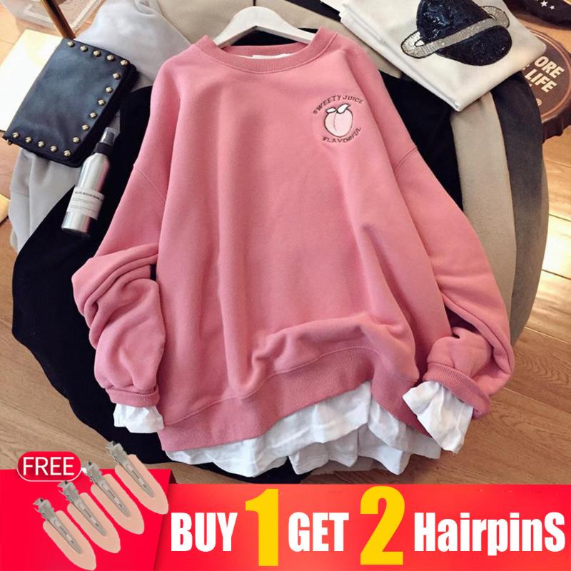 Women's T-Shirt Autumn And Winter Plus Fleece Top 2021 Warm Loose Fake Two-piece Covering Meat All-match Cute Tops, Green 
Women's T-Shirt Autumn And Winter Plus Fleece Top 2021 Warm Loose Fake Two-piece Covering Meat All-match Cute Tops, Green