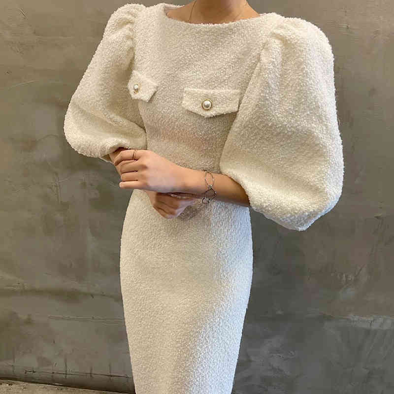Tweed Chic Dress Autumn French Temperament O-neck Button Decoration Bag Buttocks Slimming Lantern Sleeve Vestidos, Black;gray
Tweed Chic Dress Autumn French Temperament O-neck Button Decoration Bag Buttocks Slimming Lantern Sleeve Vestidos, Black;gray