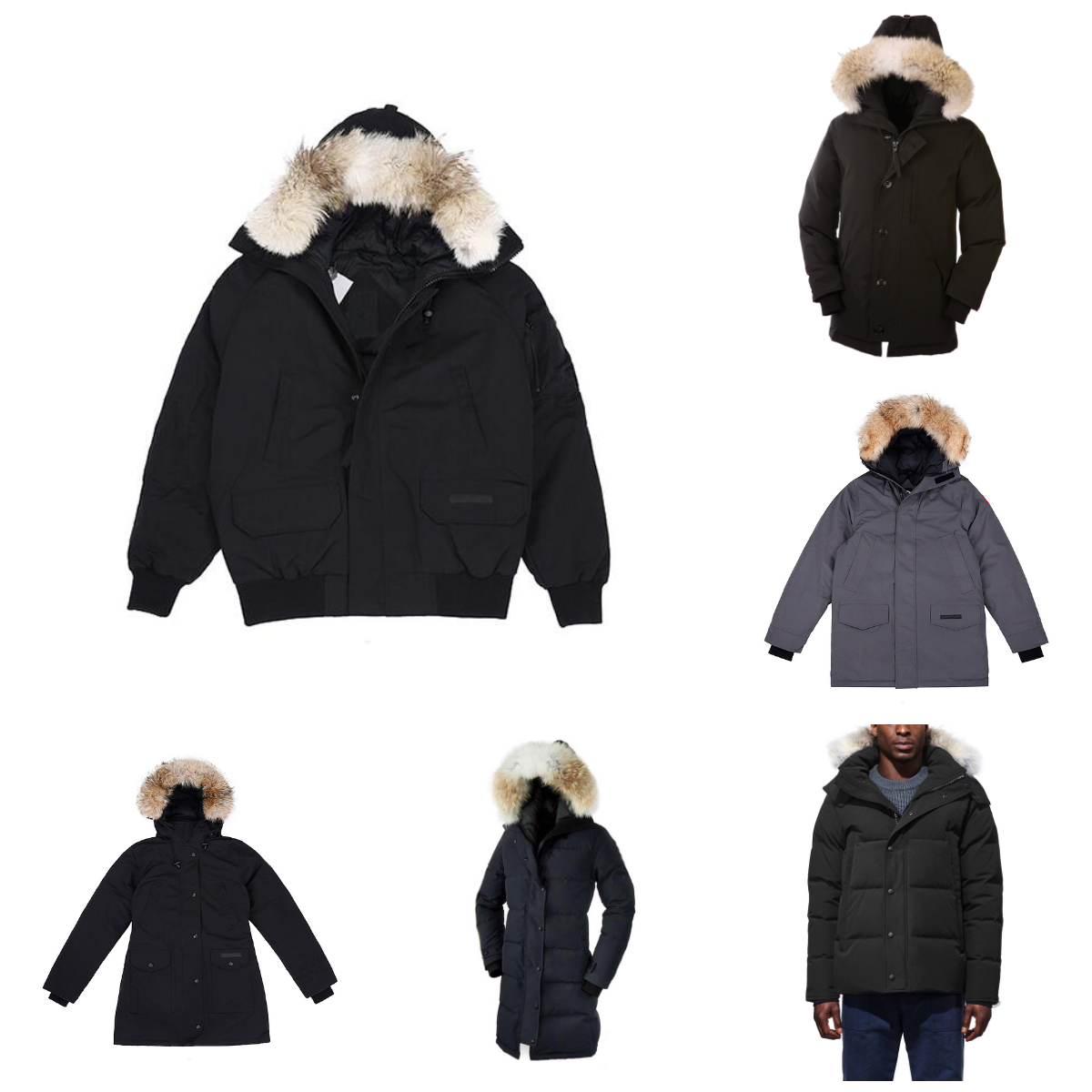 Canada Outerwear Coats Men Women Winter Down Jacket Bomber Jackets Thick Wolf Fur Fluffy Hooded Coat Outdoor Classic Windproof Warm Parkas Size XS-2XL E0211Z, Dustbag
Canada Outerwear Coats Men Women Winter Down Jacket Bomber Jackets Thick Wolf Fur Fluffy Hooded Coat Outdoor Classic Windproof Warm Parkas Size XS-2XL E0211Z, Dustbag