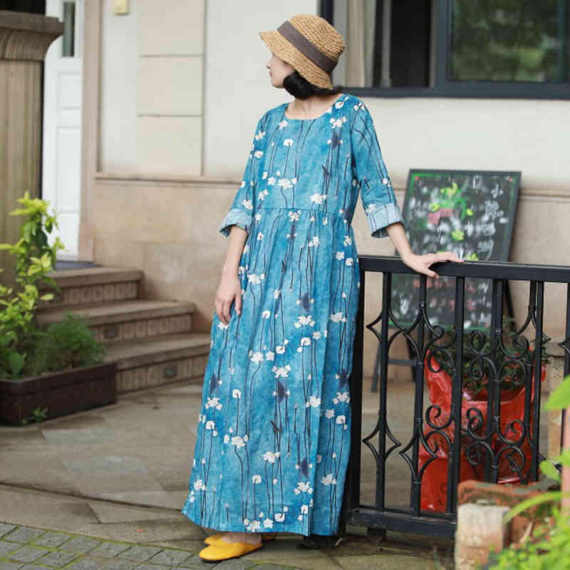 Johnature Autumn Winter Fashion Retro Floral Print O-neck Pockets Dresses Loose Comfortable Cotton Linen Women Dress 210521, Sky blue
Johnature Autumn Winter Fashion Retro Floral Print O-neck Pockets Dresses Loose Comfortable Cotton Linen Women Dress 210521, Sky blue