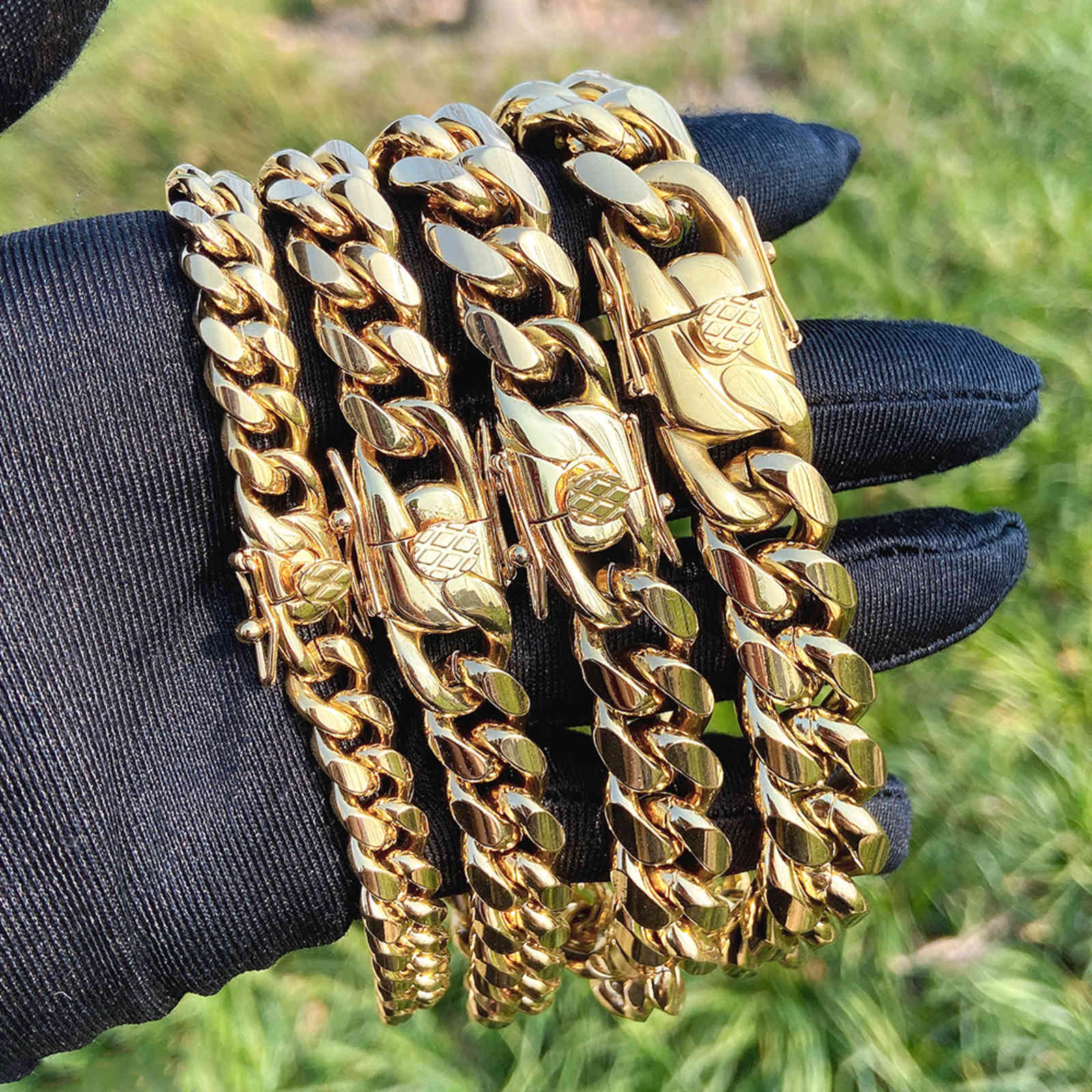 6mm 8mm10mm12mm 14mm 16mm 18mm Miami Cuba Gold Faucet Stainls Steel Chain Necklace282s