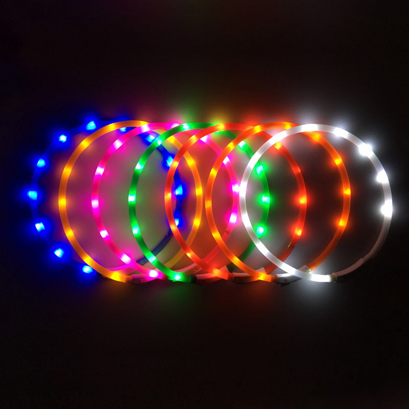 LED Glowing Dog USB Charging Sparkle Pet Collar Night Luminous Dogs Collars Rechargeable Nights Safety Flashing Necklace 8 Color Wholesale B30