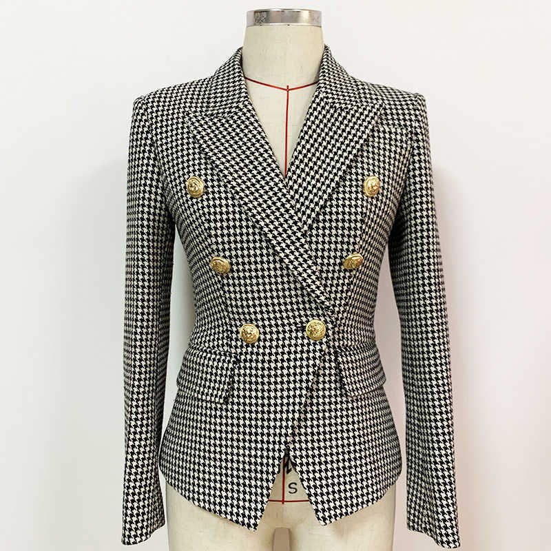 HIGH QUALITY est Designer Jacket Women' Slim Fit Lion Buttons Double Breasted Tweed Houndstooth Blazer 210526, Beige
HIGH QUALITY est Designer Jacket Women' Slim Fit Lion Buttons Double Breasted Tweed Houndstooth Blazer 210526, Beige
