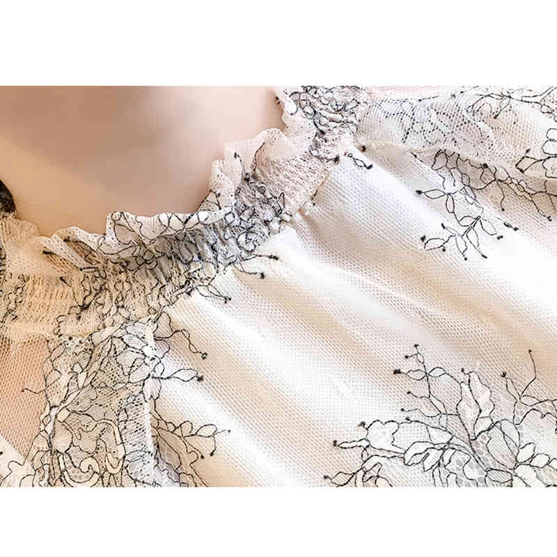 Women Blouse Lace Shirt Autumn Long Sleeves Transparent Hollow Out Flower embroidery Female Tops Blusa 603J 210420
