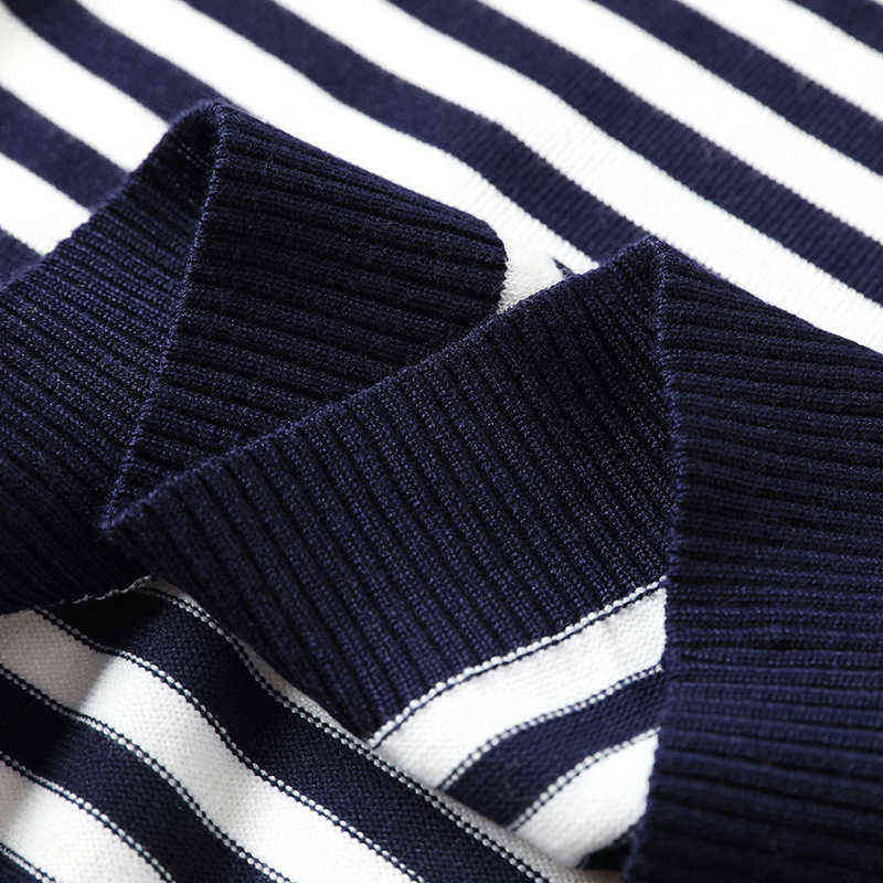 Autumn Winter Striped Knitted Pullovers Sweaters Long Sleeve Korean Loose High Quality Sweater Soft Warm Jumper Pull Femme 211109