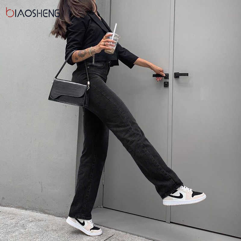 Women's Pants Jeans Women High Waist Mom Baggy Loose Y2k Black Fashion Straight Denim Trousers Streetwear 210922