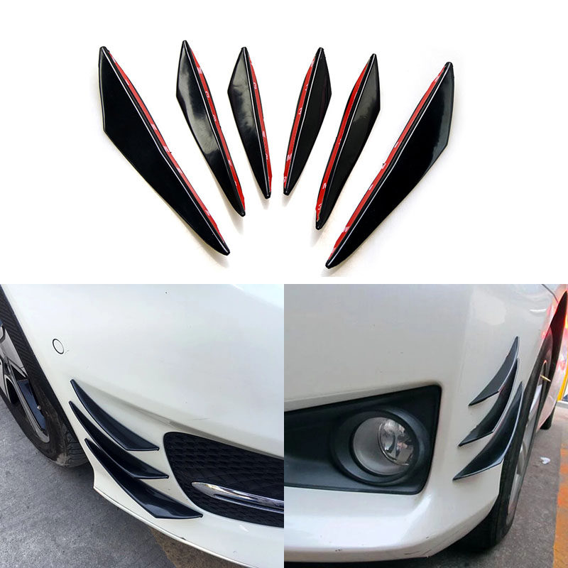 6PCS/Set Front Bumper Lip Decoration Diffuser Splitter Fins Body Spoiler Canards Valence Chin Universal Car Tuning Canard