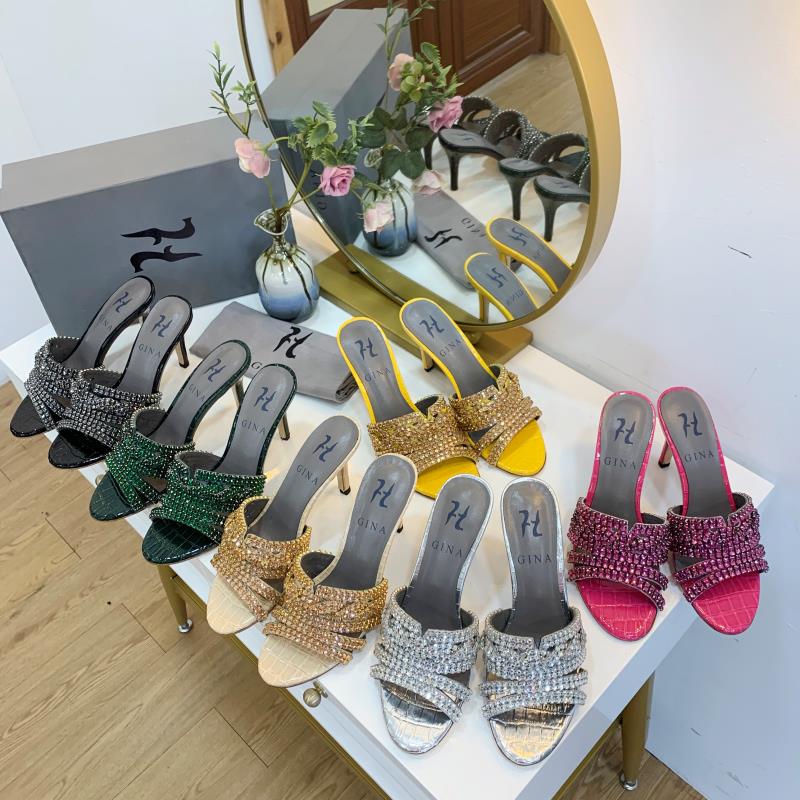 Brand new women's slipper sandal shoes gina ladies high heels 8.5 cm sandal shoes with diamond 6 colors high quality !