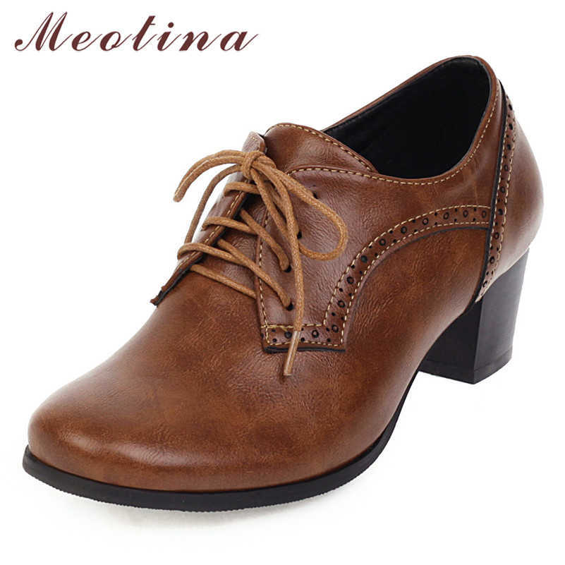 Meotina High Heels Women Pumps Lace Up Square High Heels Derby Shoes PU Leather Round Toe Shoes Lady Spring Green Big Size 34-43 210608, Black
Meotina High Heels Women Pumps Lace Up Square High Heels Derby Shoes PU Leather Round Toe Shoes Lady Spring Green Big Size 34-43 210608, Black