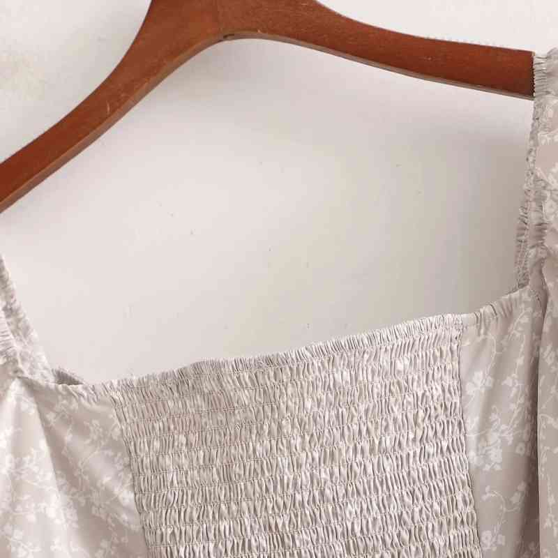 Summer Women Hollow Lace Up Printed Short Blouse Female Lantern Sleeve Shirt Casual Lady Slim Crop Tops Blusas S8968 210430