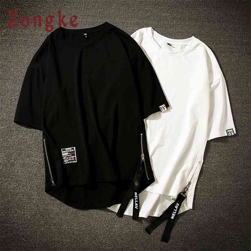 Zongke White T Shirt Men Tshirt Men T Shirt Harajuku Vintage T-Shirt Men Clothes Streetwear Hip Hop Summer Top 5XL 210707