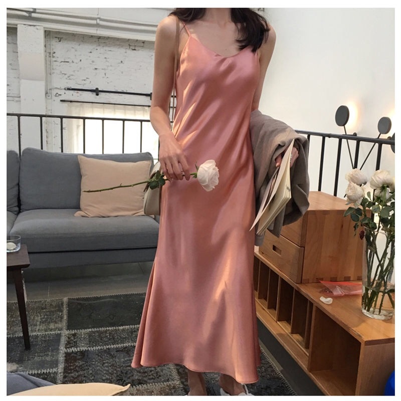 Satin dress summer sexy spaghetti strap runway style party casual sun vestidos de fiesta noche 210421