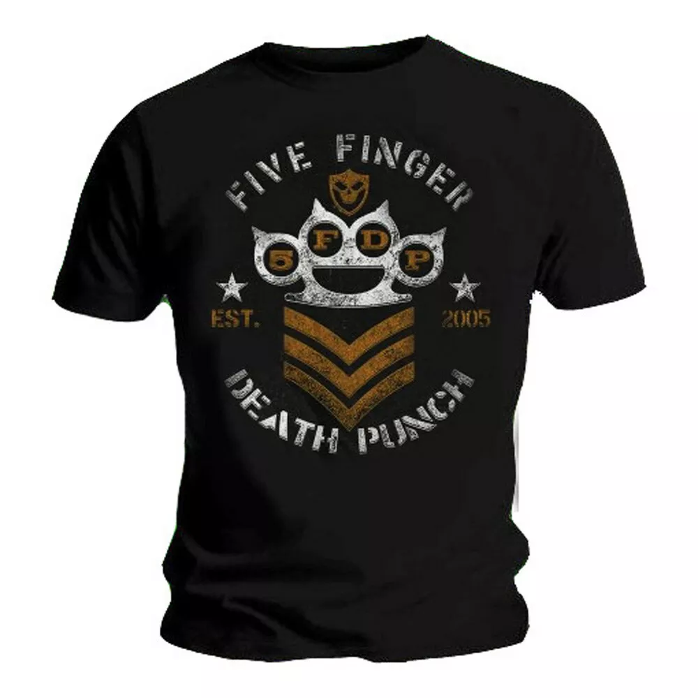 Official Five Finger Death Punch T Shirt Chevron Black Mens Rock Metal Band FFDP