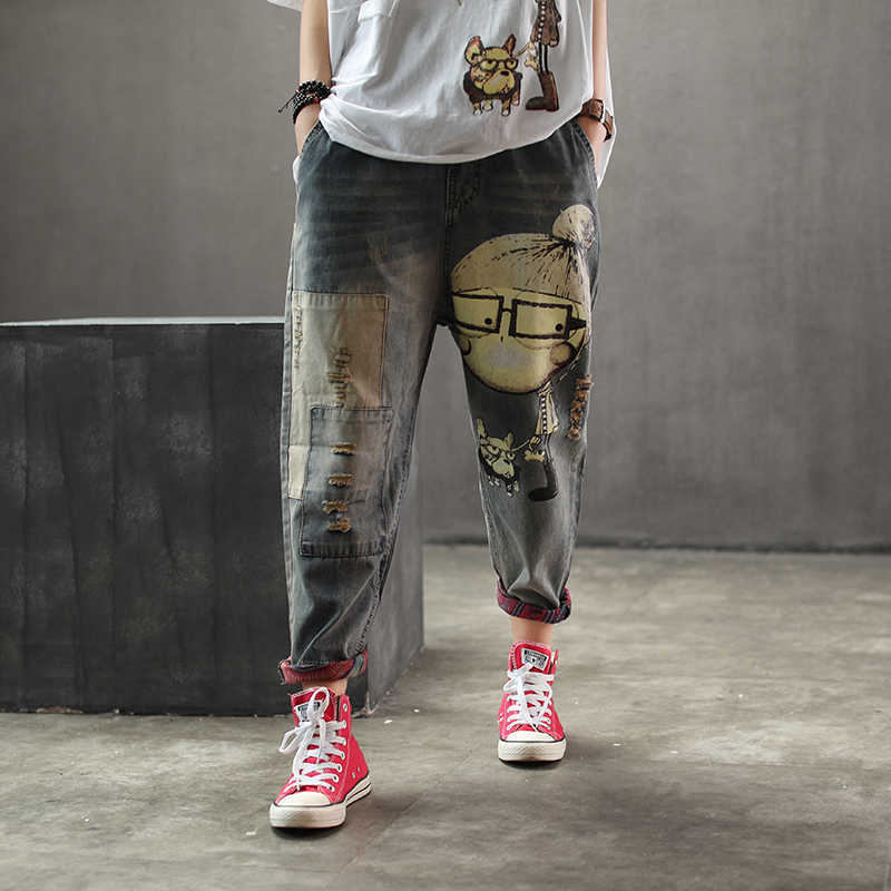 Women Spring Autumn Fashion Brand Vintage Cartoon Dog Little Girl Print Denim Jeans Female Casual Frayed Harem Pants Trousers 210629, As picture
Women Spring Autumn Fashion Brand Vintage Cartoon Dog Little Girl Print Denim Jeans Female Casual Frayed Harem Pants Trousers 210629, As picture