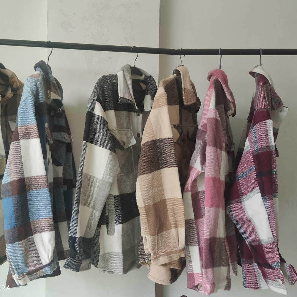vintage green lattice shirt jackets womens loose plaid coat winter plus size casual women jacket 210914