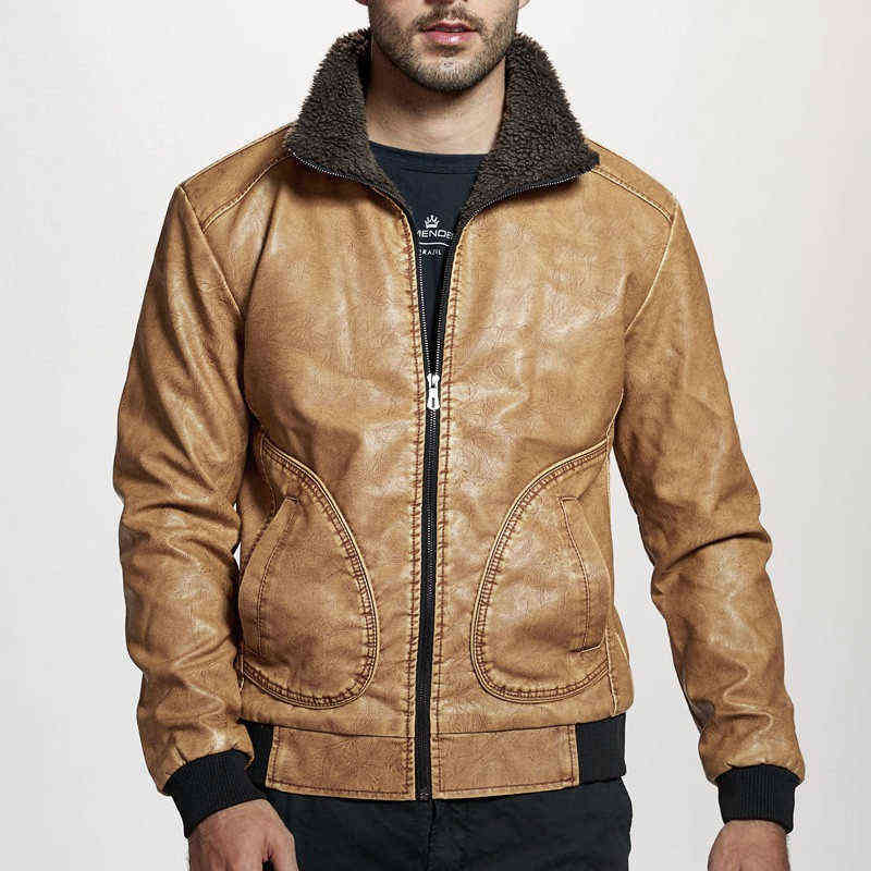 Winter Mens PU Jacket Thick Warm Men's Motorcycle Fashion Windproof Leather Coat Male Size 3XL 211110