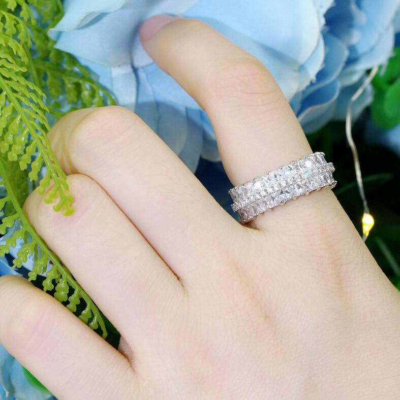 White Gold Fill Princess Cut Topaz CZ Wedding Rings for Women