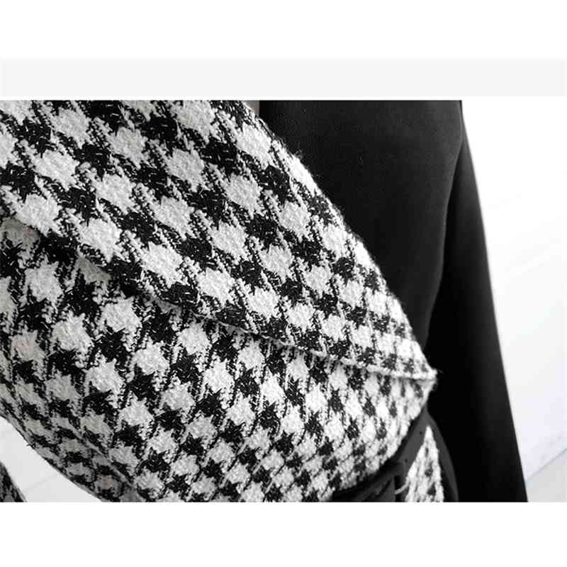 Plaid Tweed Patchwork Elegant Wide Leg Jumpsuits Women Autumn Winter Rompers High Waist Office Lady OL Wear Playsuits Overalls 210519