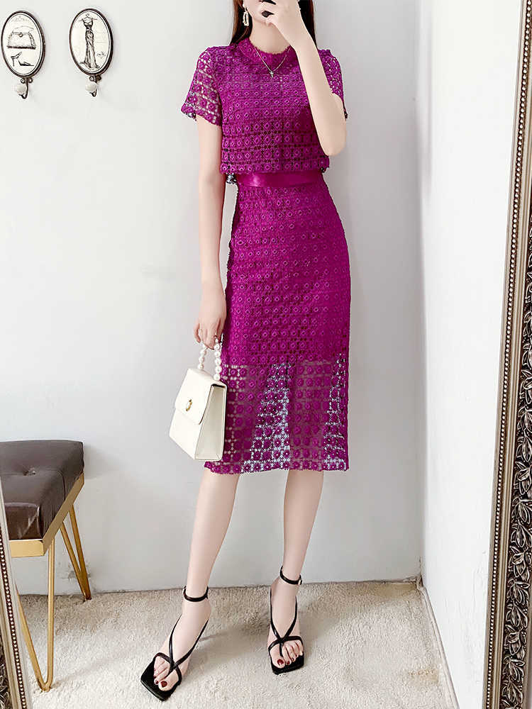 Rose red water soluble lace dress summer ladies temperament package hips Solid Sheath Office Lady Lace 210603, Clear
Rose red water soluble lace dress summer ladies temperament package hips Solid Sheath Office Lady Lace 210603, Clear