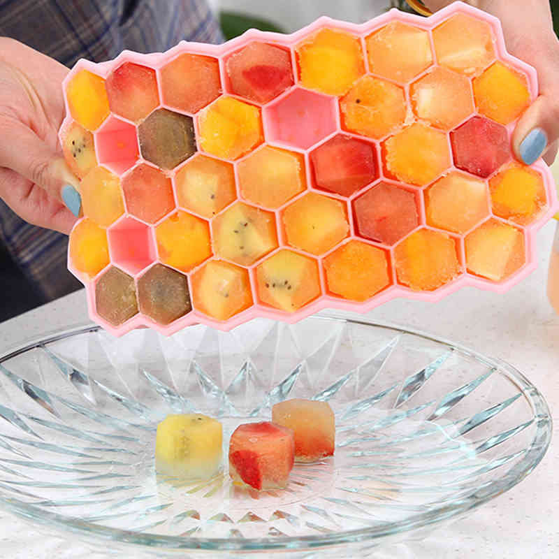 1Pcs With Cover/no Cover Honeycomb Shape Ice Cube Mold for Summer Multi Purpose Whiskey Cocktail Kitchen Tools Reusable