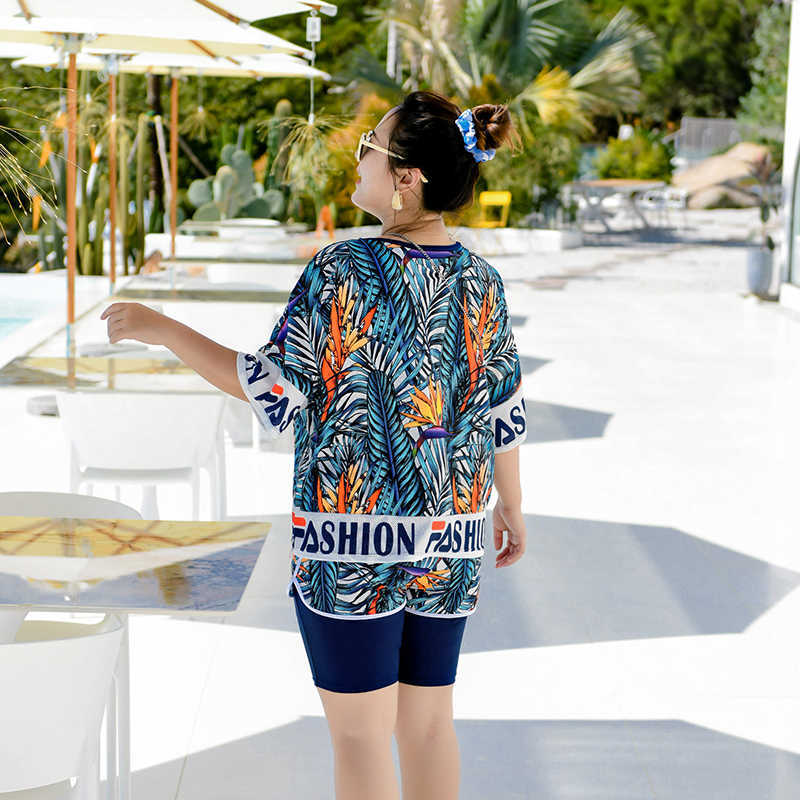 Swimsuit Women Tankini Plus Size Beach Wear Mallas De Bano Mujer Sport High Waist Swimwear Large Bathing Suit 210625