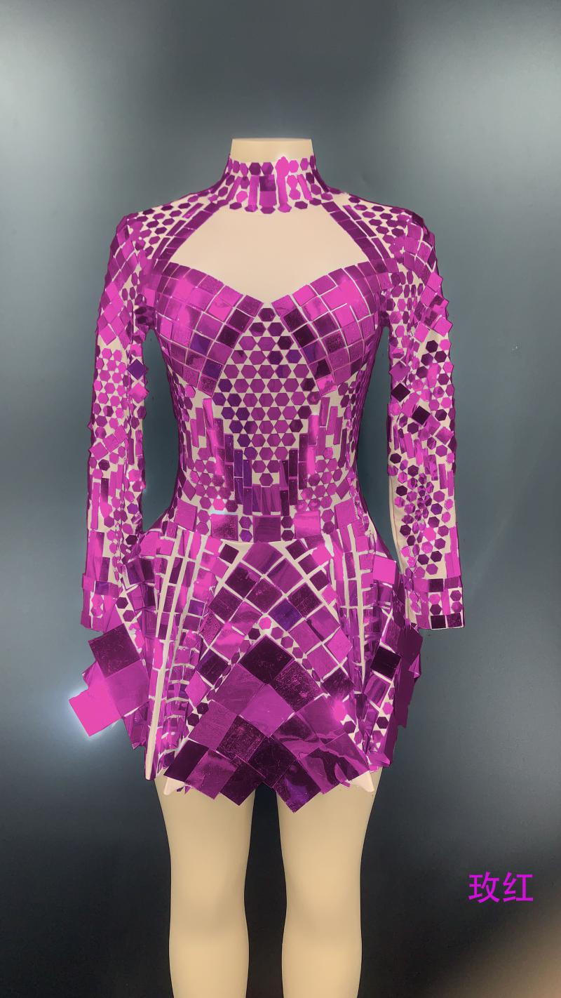 Casual Dresses Shining Silver Sequined Dress Singer Dancer Stage Costume Women Nightclub Birthday Party Sexy Club Performance Clothes