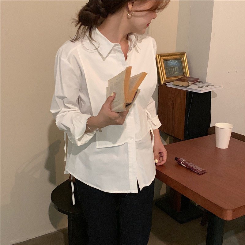 Minimalist Casual Solid Lapel Loose Long Sleeve Shirts OL Fashion Arrival Chic Women All Match Blouses 210421