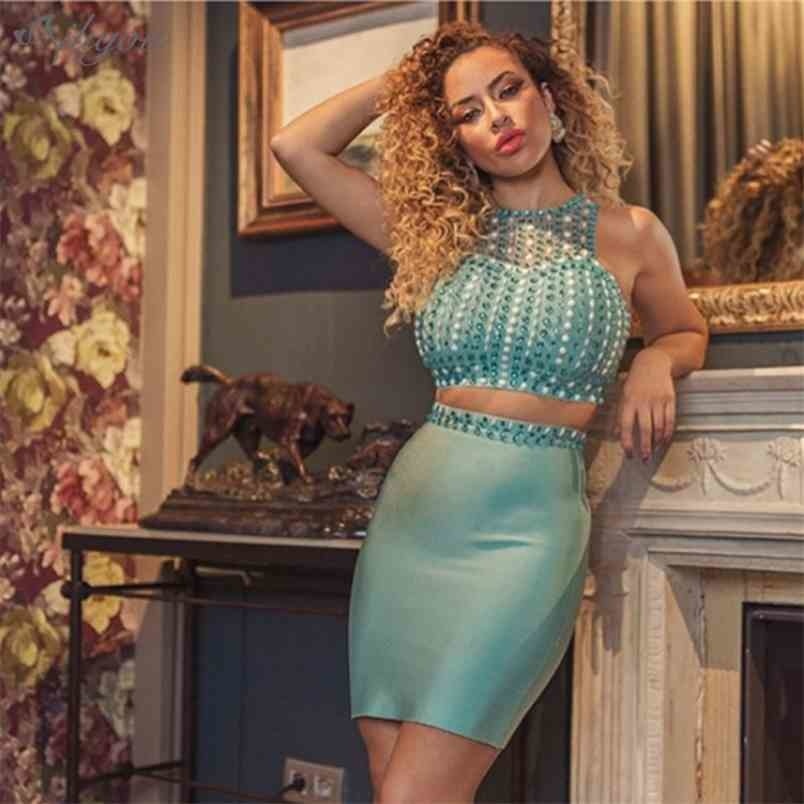 Summer Women'S Bandage Two-Piece Sexy Beaded Top + Tight Skirt Vestidos Party Suit 210525, Sky blue
Summer Women'S Bandage Two-Piece Sexy Beaded Top + Tight Skirt Vestidos Party Suit 210525, Sky blue