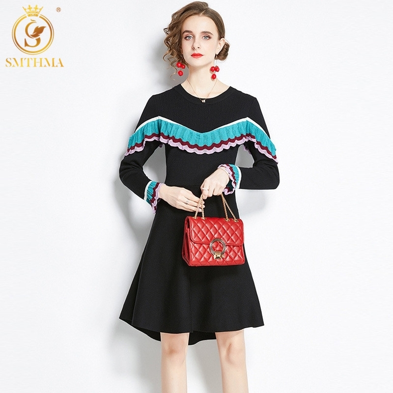 Elegant Runway Design Women's Flare Sleeve Ruffle Sweater Dress For Office Lady Pleated Knitted Vestido Da Festa 210520, Photo color
Elegant Runway Design Women's Flare Sleeve Ruffle Sweater Dress For Office Lady Pleated Knitted Vestido Da Festa 210520, Photo color