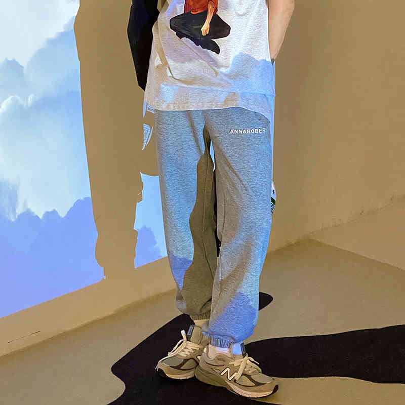 IEFB Men's Clothing Sports Pants Medium High Waist Leggings Korean Trend Loose Straight Sweatpants Elastic Waist Causal 9Y6917 210524