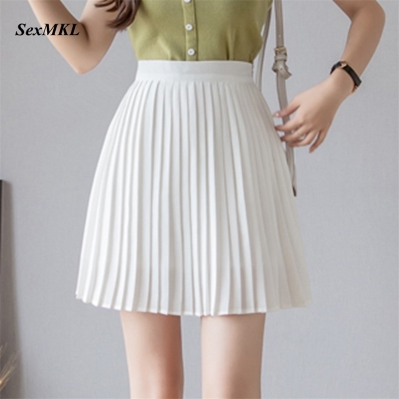 Women Pleasted Skirts s Casual High Waist Summer Elegant Korean Clothes White Black Sexy Short Mini 210621