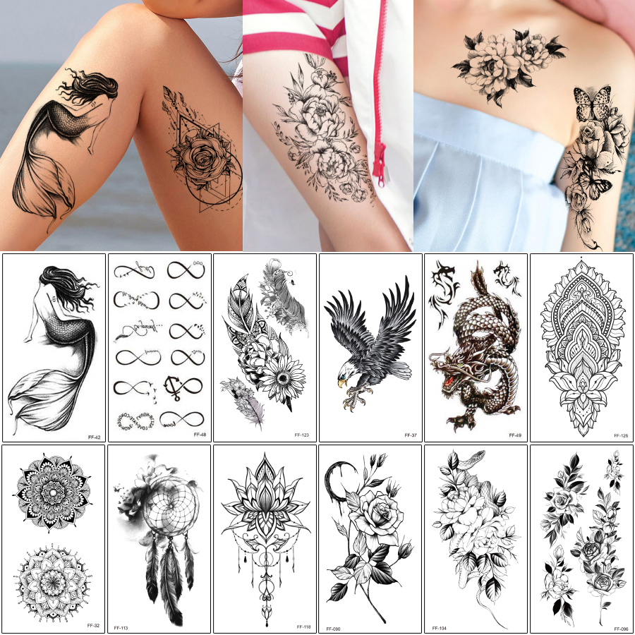 9.5x20.5cm FF Lotus Flower Eagle Temporary Tattoo Design Body Makeup Transfer Paper Words Alphabet Snake Sticker for Kids Unisex Sexy 
9.5x20.5cm FF Lotus Flower Eagle Temporary Tattoo Design Body Makeup Transfer Paper Words Alphabet Snake Sticker for Kids Unisex Sexy