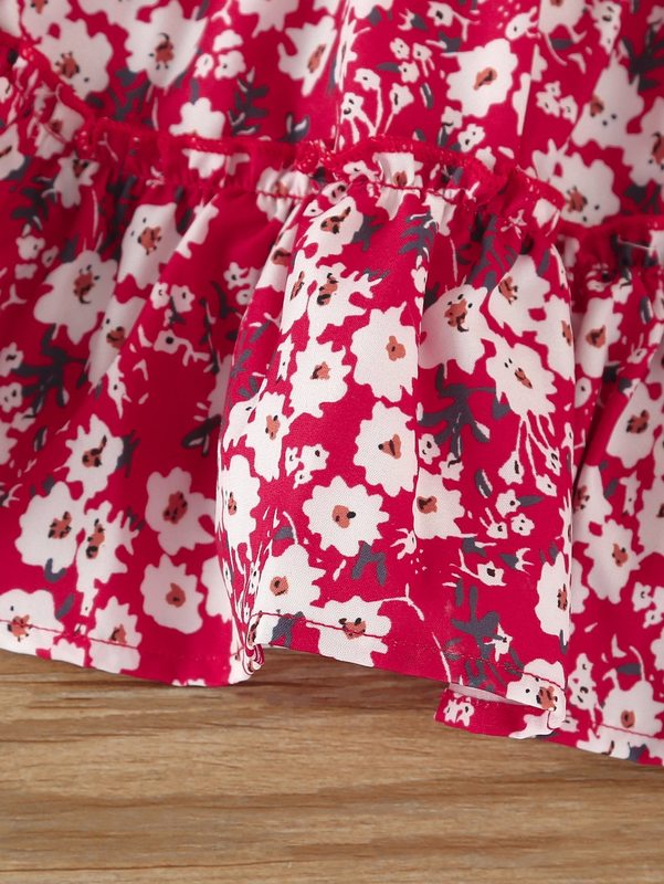 Toddler Girls Ditsy Floral Layered Hem Cami Dress With Headband SHE