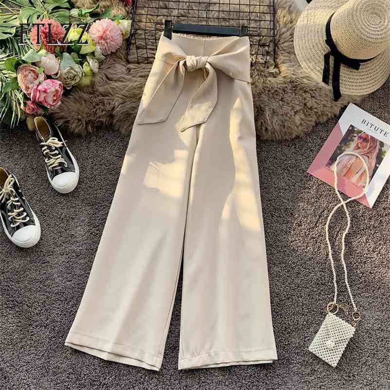 Women Pants Summer Vintage Bow Bandage Elastic High Waist Pleated Wide Leg Korean Clothes 210602
Women Pants Summer Vintage Bow Bandage Elastic High Waist Pleated Wide Leg Korean Clothes 210602