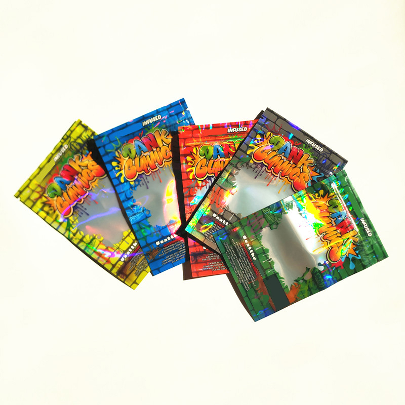 Reflective Dank Gummies Clear Mylar bag 500MG Smell Proof Plastic Zip Lock Zipper Edibles Retail Gummy for Dry Flowers Packaging
Reflective Dank Gummies Clear Mylar bag 500MG Smell Proof Plastic Zip Lock Zipper Edibles Retail Gummy for Dry Flowers Packaging
