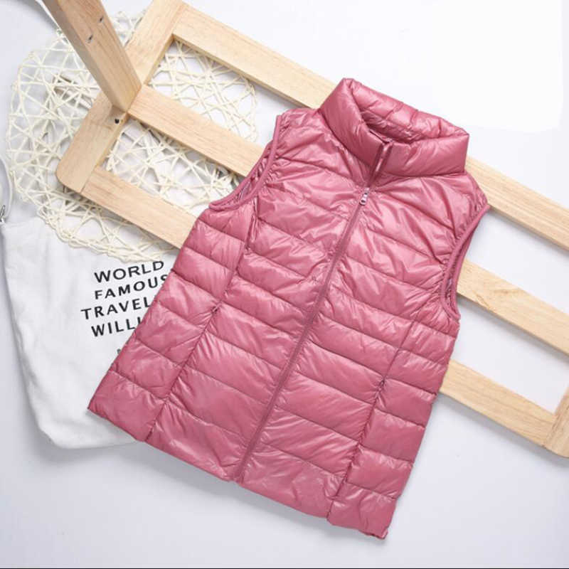 Women Ultra Light Down Vest Winter Warm Plus Size 4XL White duck down Jacket Female Vests Stand collar Sleeveless Waistcoat 211013