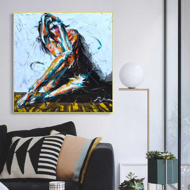 RELIABLI ART Abstract Girl Sexy Woman Pictures Canvas Painting Wall Art For Living Room Potrait Painting Decorative Picture