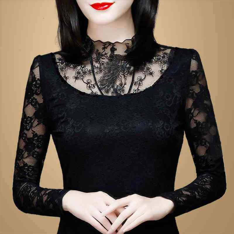 Hollow Out Women Spring Autumn Style Lace Blouses Casual Long Sleeve Patchwork Spliced Turtleneck Blusas Tops Df2600, White
Hollow Out Women Spring Autumn Style Lace Blouses Casual Long Sleeve Patchwork Spliced Turtleneck Blusas Tops Df2600, White