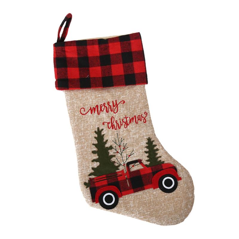 Christmas Decorations Decoration Linen Machine Embroidered Red And Black Grid Creative Cartoon Tractor Socks Home Ornament
Christmas Decorations Decoration Linen Machine Embroidered Red And Black Grid Creative Cartoon Tractor Socks Home Ornament