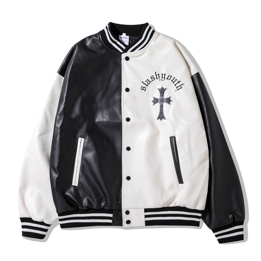 Men's Hoodies & Sweatshirts Cross embroidered contrast sewn leather jacket from high street plutonium in fashion strike loose top WKQF, 1# packing bag
Men's Hoodies & Sweatshirts Cross embroidered contrast sewn leather jacket from high street plutonium in fashion strike loose top WKQF, 1# packing bag