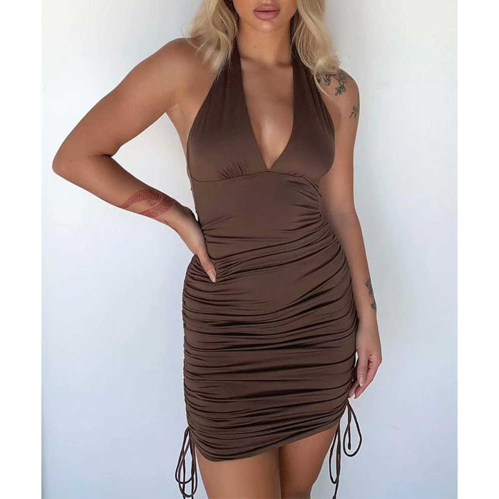 Summer Dress Women Backless Halter Mini Corset Dress elegant Casual Fashion Chic Lady Prom Dress Woman 210709