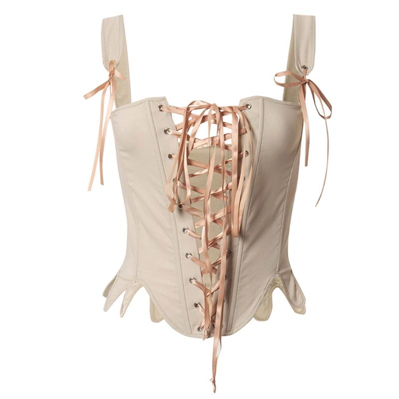 Women Vintage Sexy Corset Crop Top Summer Patchwork Bandage Bustier Tank Tops Fashion Design With Lace Edge D0LF Belts, Black;brown
Women Vintage Sexy Corset Crop Top Summer Patchwork Bandage Bustier Tank Tops Fashion Design With Lace Edge D0LF Belts, Black;brown