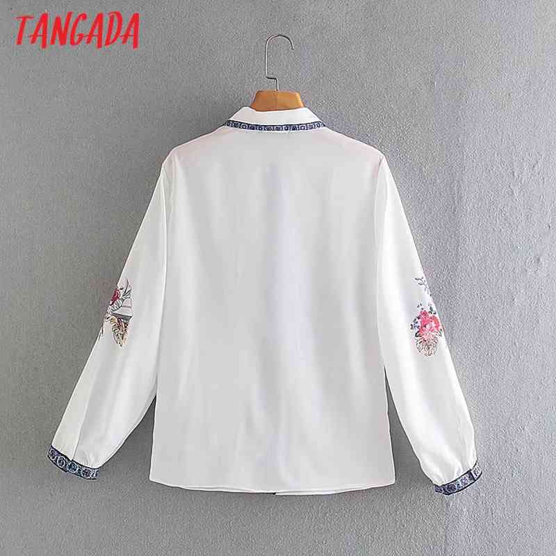 Women Vintage Flowers Print Chiffon Long Sleeve Spring Chic Female Casual Loose Shirt 4Y09 210416