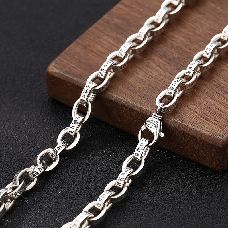 High quality 925 sterling silver link chain necklace American European antique silver handmade designer jewelry accessories gifts