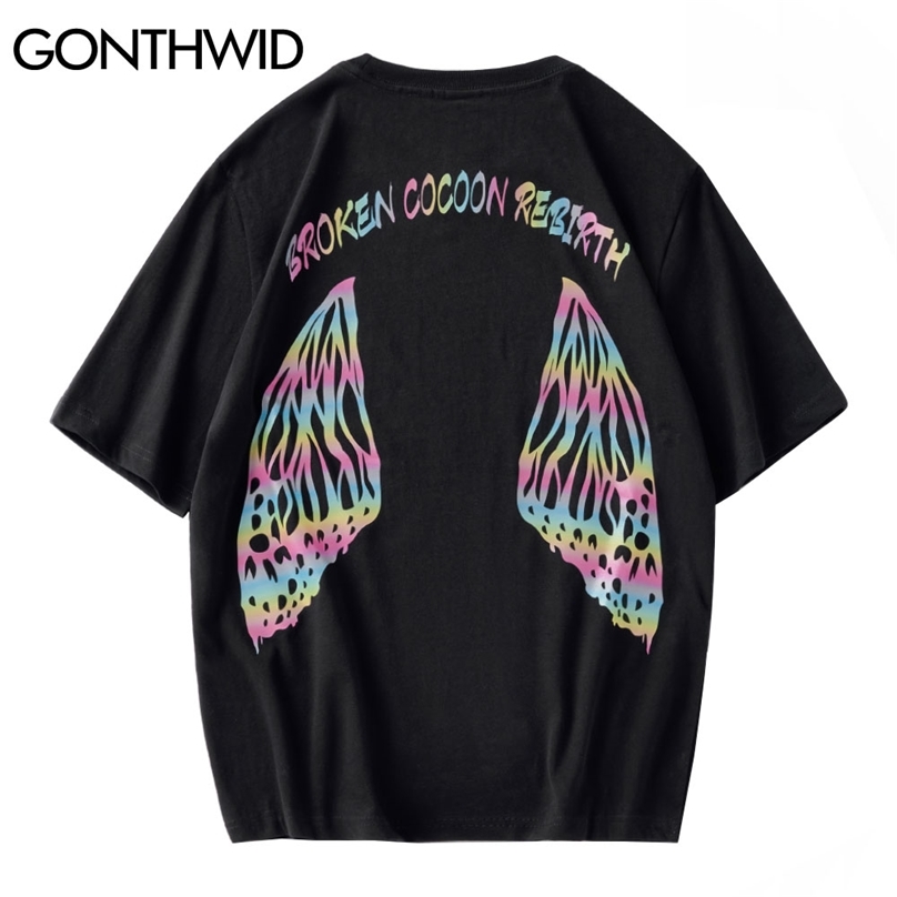 Tees Streetwear Hip Hop Men Butterfly Chinese Print Reflective Short Sleeve Cotton T-Shirts Loose Casual Harajuku Tops 210602, Black
Tees Streetwear Hip Hop Men Butterfly Chinese Print Reflective Short Sleeve Cotton T-Shirts Loose Casual Harajuku Tops 210602, Black