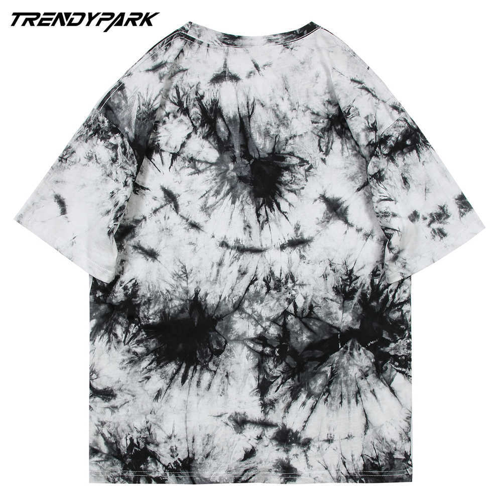 Men's Streetwear Tees Shirts Tie-dye Punk Rock Hip Hop Short Sleeve Tshirts Fashion Casual Cotton Mens Harajuku Oversize Tops 210601