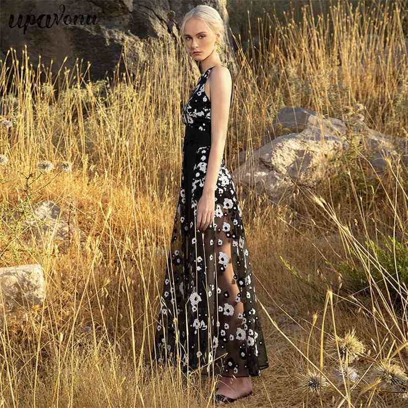 Free Fashion Flower Sequin Long Dresses Sexy Halter Sleeveless Bodycon Dress Club Night Party Vestidos 210524