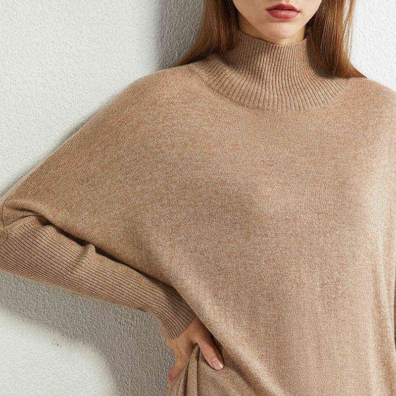Minimalism Autumn Knitted Women Dress Causal Solid Turtleneck Sweater Calf-length Female 12030244 210527